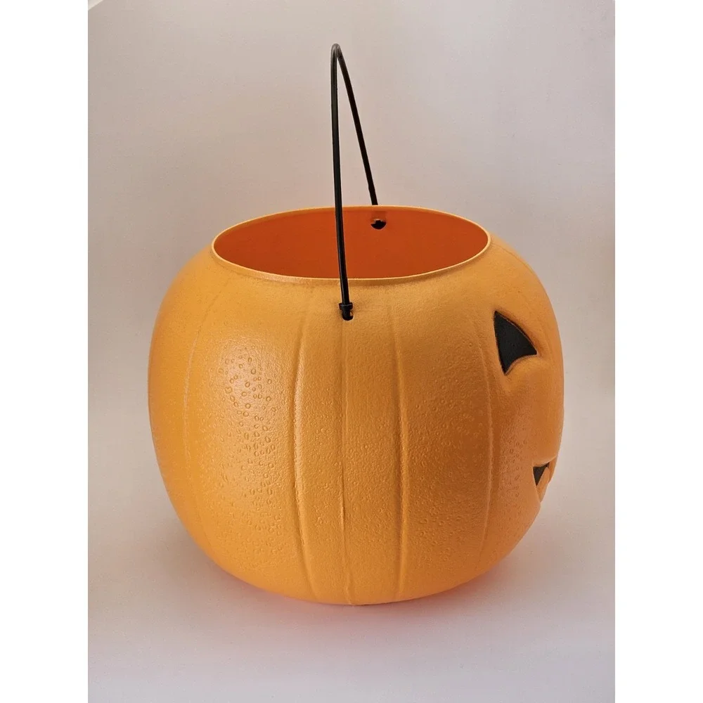 Vintage General Foam Plastics Blow‎ Mold Jack O Lantern Halloween Candy Bucket